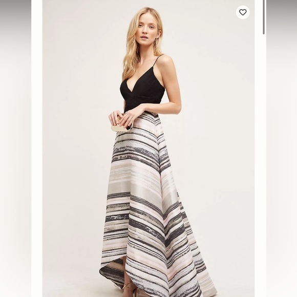 Badgley Mischka Metallic Miramare Gown Size 10 - Picture 4 of 13